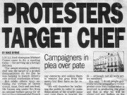 Press clipping from foie gras protest.
