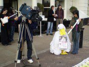 14th November 2007. Foie Gras Demo, Exeter city centre. We had an excellent turnout for the joint EFFA/Viva! foie gras demo outside Michael Caines' restaurant in Exeter.