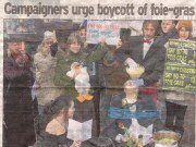 10th December 2008. Foie Gras Demo, Exeter. EFFA held a protest outside Michael Caines' restaurant in Cathedral Yard, Exeter.