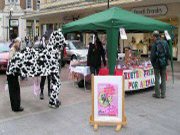 25th March 2006. VIVA Day of Action - "Britain's Hardest Working Mother!", Exeter. Despite the myth of contentment, a dairy cow is the hardest worked of all farmed animals.