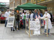 20th May 2006. 10th Global Boycott of Proctor and Gamble Day 2006. Information stall, Exeter.