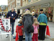 14th February 2009. Day of Action for Pigs, Exeter High Street. We held an information stall on Valentine's Day as part of a joint campaign by Viva! and Animal Aid, based on their undercover investigations of British pig farms.