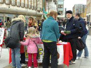 14th February 2009. Day of Action for Pigs, Exeter High Street. We held an information stall on Valentine's Day as part of a joint campaign by Viva! and Animal Aid, based on their undercover investigations of British pig farms.