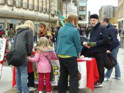 14th February 2009. Day of Action for Pigs, Exeter High Street. We held an information stall on Valentine's Day as part of a joint campaign by Viva! and Animal Aid, based on their undercover investigations of British pig farms.